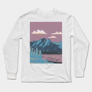 Jackson Lake in Grand Teton National Park Wyoming USA WPA Art Poster Long Sleeve T-Shirt